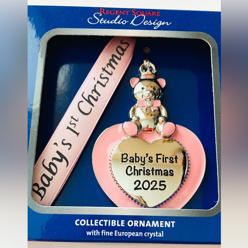 NEW Studio Design Baby's First Christmas Ornament Collectible w/European Crystal